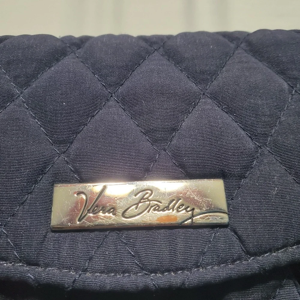 Vera Bradley Navy Blue‎ Quilted Fabric Wallet Crossbody Bag Purse